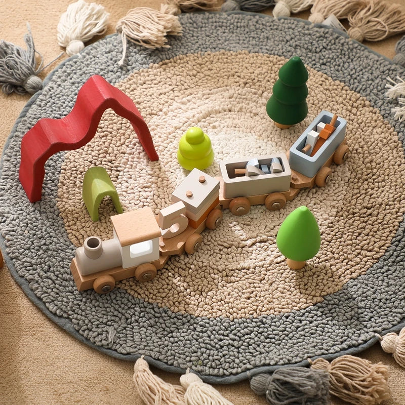 Jouet Montessori pour Bébé, Jouet Éducatif en Bois avec Chariot